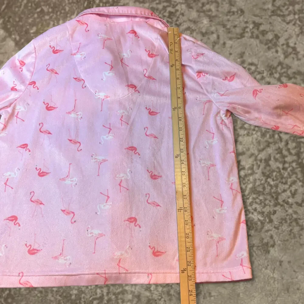 Adorable Pink Flamingo Print Pajama Top Soft Cozy Lounge Bay Studio Sz Medium